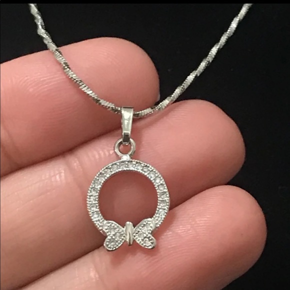 Butterfly Paved CZ 18k Platinum Plated  Necklace - Picture 2 of 7